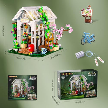 Flower House Building Blocks Set with LED Lights for Girls Ages 8+ (1332 Count)