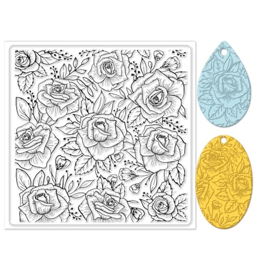 Polymer Clay Texture Sheets Rose Background Silicone Texture Stamp Sheets for Polymer Clay Texture Mat for Making Earrings Jewerly