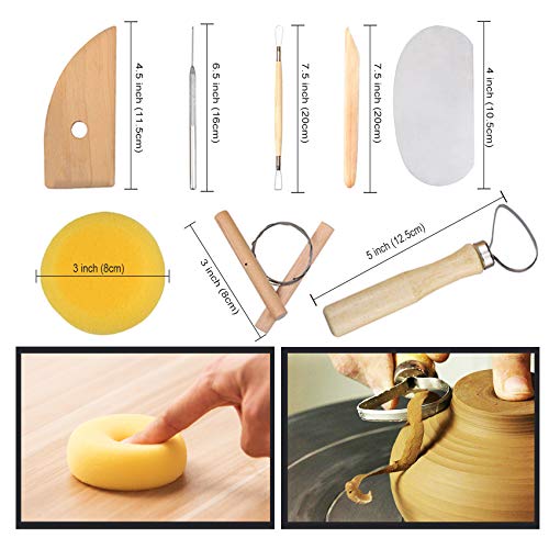 61Pcs Ceramic Clay Tools Kit Pottery Tools Clay Sculpting Shapers Carving Tool Set Contains Most Essential Wooden Clay Tools for Potters Beginners