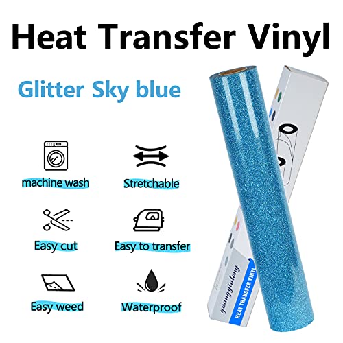 Glitter Sky Blue Heat Transfer Vinyl HTV Rolls