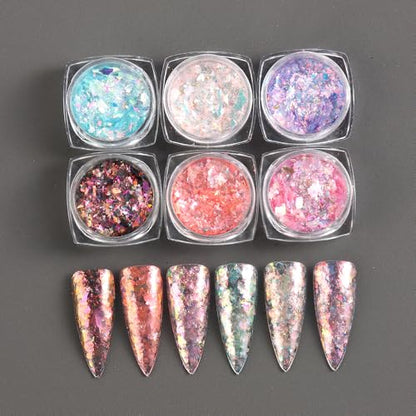 Holographic Iridescent Nail Art Glitter Flakes