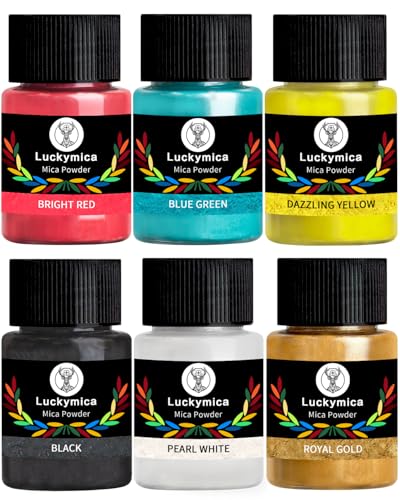 Mica Powder 6 Colors Pearlescent Pigment Powder for Epoxy Resin (2.1164 Ounce)