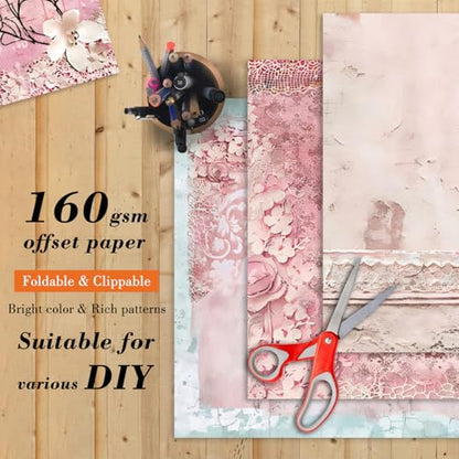 6 Inch Retro Pink Scrapbooking Paper Pad (24 Count)