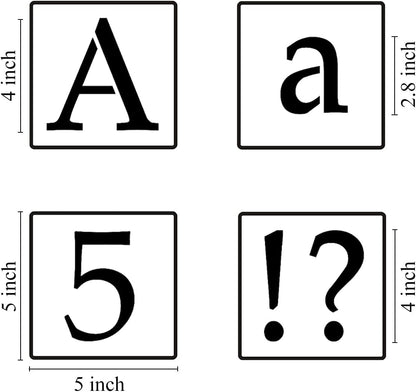 4 Inch Alphabet Letter Stencils for Painting - 70 Pack Letter and Number Stencil Templates with Signs for Painting on Wood, Reusable Letters and Numbers Stencils for Chalkboard Wood Signs & Wall Art