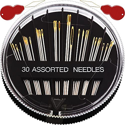 Premium 30 60 Pack Sewing Needles for Hand Sewing Repair with 2 Threaders (30 Count)