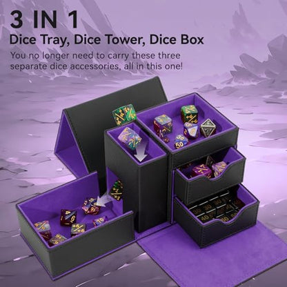 Leather Dice Tray & Tower Storage Box