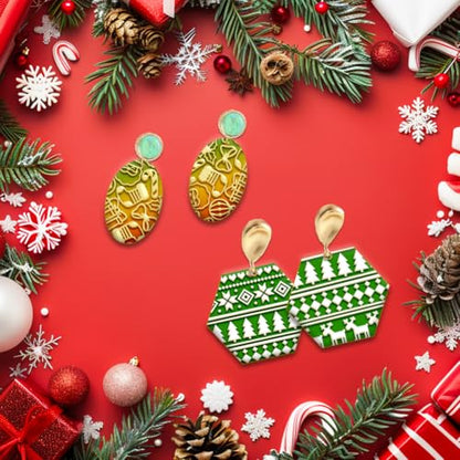 4PCS Christmas Polymer Clay Texture Sheets Set for Using with Clay Cutters (4 Count)
