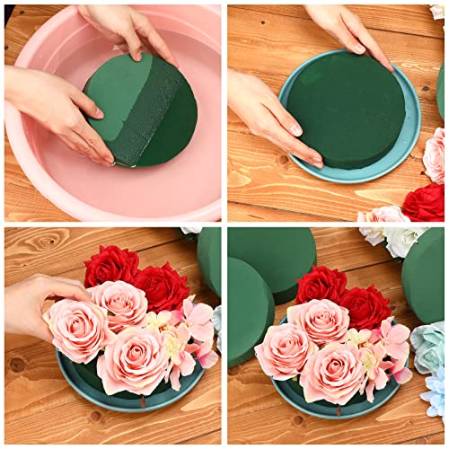12 Pieces Round Floral Foam Wet Green Flower Foam DIY Flower Arrangement Kit for Aisle Wedding Party Decoration (12 Count)