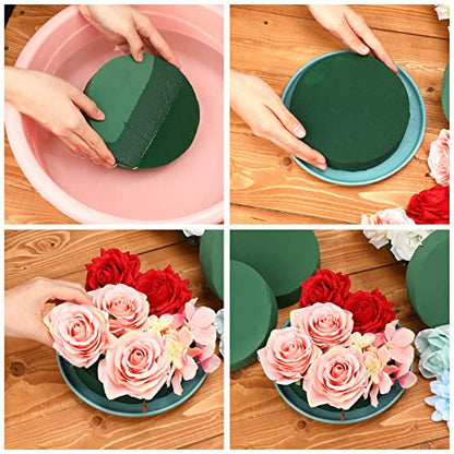12 Pieces Round Floral Foam Wet Green Flower Foam DIY Flower Arrangement Kit for Aisle Wedding Party Decoration (12 Count)