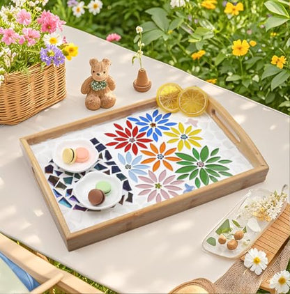 Blue Leaf Mosaic Tiles for Crafts