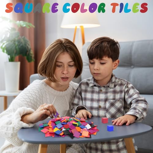 200 Pcs Plastic Square Color Tiles (200 Count)