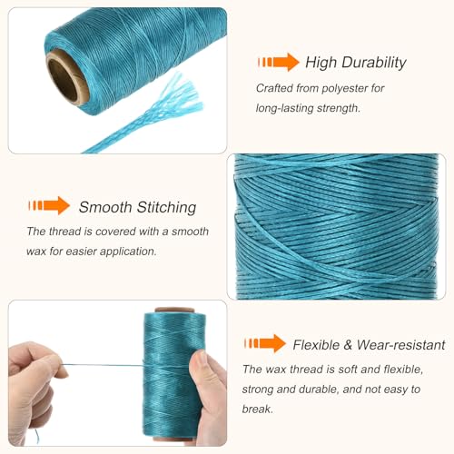 Waxed Thread 284 Yard 0.8mm 150D Flat Wax Thread Polyester Waxed String for Leather Sewing Hand Weaving Book Binding Home Decoration