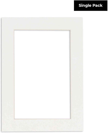 8x10 Mat Bevel Cut for 5x8 Photos - Acid Free Textured White Precut Matboard with Backing Board and Crystal Clear, Self Seal Photo Mat Bag - for Pictures, Photos, Framing - 4-ply Thickness