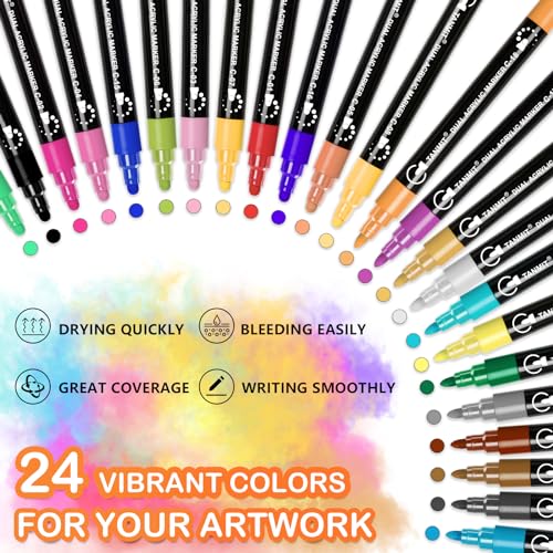 24 Colors Acrylic Paint Markers (24 Count)