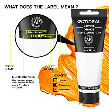 Acrylic Paint Titanium White Tubes (8.79 Fl Oz)