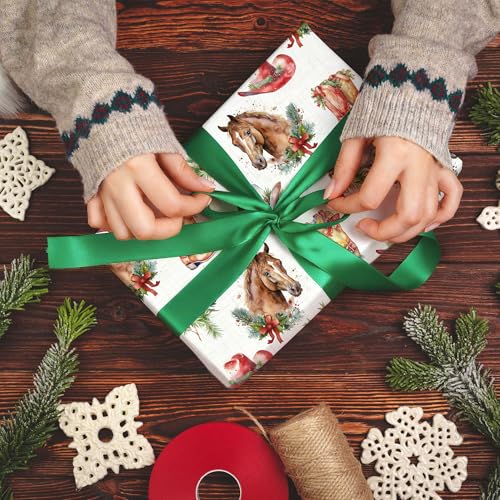 Christmas Horse Wrapping Paper Sheet (30 Sq Ft)
