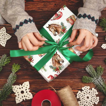 Christmas Horse Wrapping Paper Sheet (30 Sq Ft)
