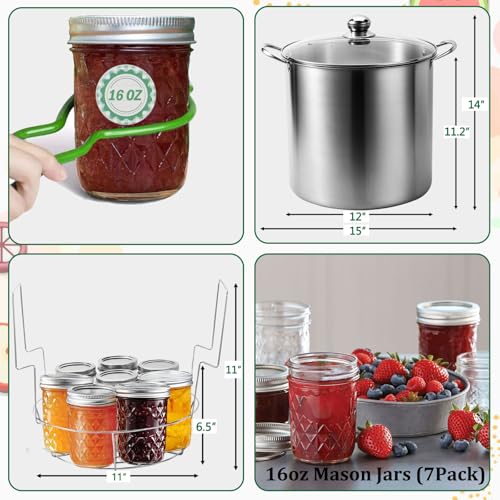 Canning Pot Water Bath Canner with Rack and Mason Jars (7 Count)