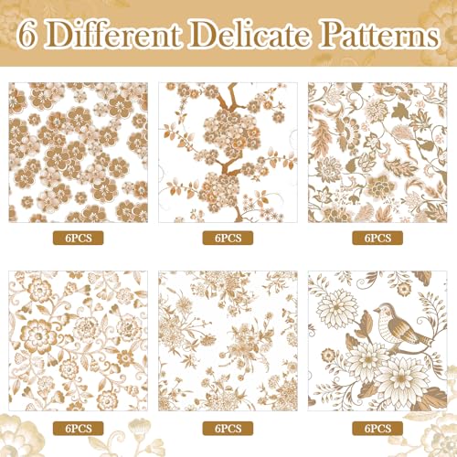 36 Pack 6 Style Orange Decoupage Chinoiserie Napkins (36 Count)