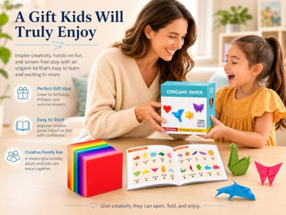 Origami Paper Kit 1000 Sheets 6x6 Colored Paper with Origami Book (1000 Count)