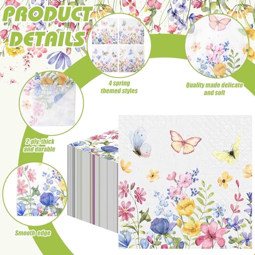 200 Pieces Summer Floral Cocktail Napkins 2
