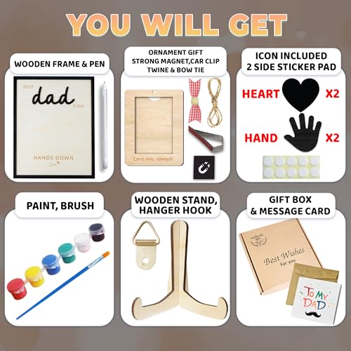 10" Best Dad Ever Hands Down Sign DIY Dad Gifts from Kids Handprint Kit with Acrylic Paint