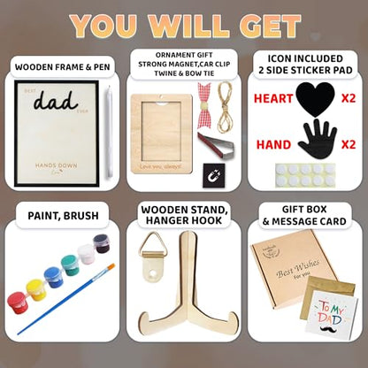 10" Best Dad Ever Hands Down Sign DIY Dad Gifts from Kids Handprint Kit with Acrylic Paint
