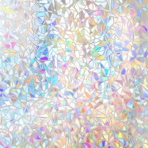 Rainbow Window Privacy Film Glass Door Privacy Film Static Cling Tint Frosted 3D Decorative Window Film Sticker Privacy Decals Non