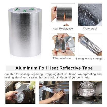 Adhesive Aluminum Foil Heat Shield Tape 1Pack 7inch x 66ft Barrier Fiberglass Thermal Insulation Reflective Material High Temp Protectionn (66 Foot)