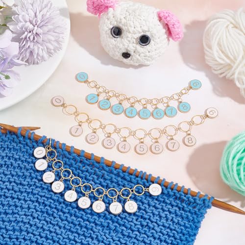 2 Pcs 0 9 Enamel Number Knitting Row Counter Chains