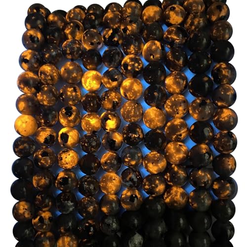 58pcs 6mm Natural Flame Yooperlite Stone Beads Round Healing Energy Power Stone Beads for Jewelry Making DIY Bracelet Necklace Earrings 15"