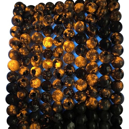 58pcs 6mm Natural Flame Yooperlite Stone Beads Round Healing Energy Power Stone Beads for Jewelry Making DIY Bracelet Necklace Earrings 15"