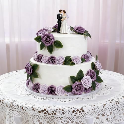 Artificial Flowers Foam Fake Roses 25pcs Series Purple Colors Roses with Stems for Home Decor DIY Wedding Bouquets Party Bridal Shower Centerpieces Faux Flower Arrangements Tables Decorations (25 Count)