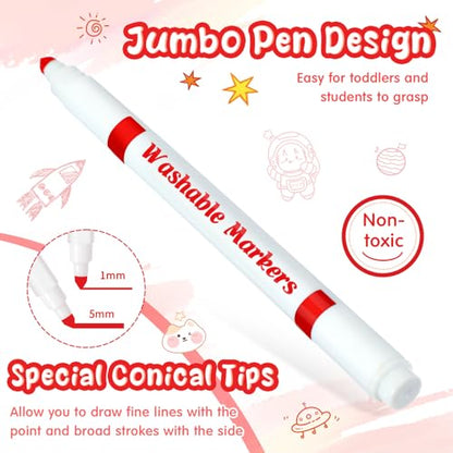 18 Pcs Line Washable Markers Red Fine Tip Markers for Kid