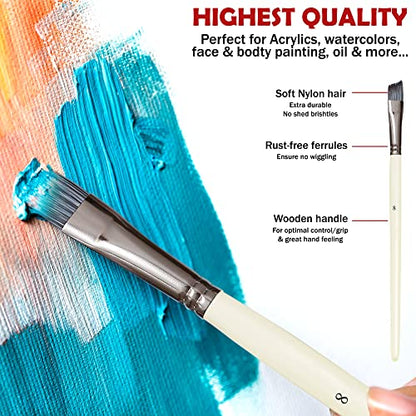 Artist Paint Brushes Set 10pcs for Acrylic Oil Watercolor Gouache (10 Count)