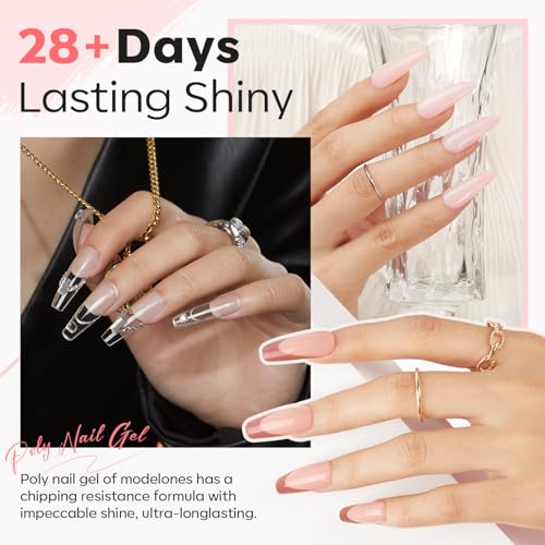 Poly Extension Gel Nail Kit 6 Colors with 48W UV Lamp Pink Nude