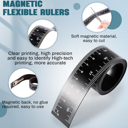 2 Pcs 39.37 Inch Magnetic Ruler Flexible Tape Magnetic Tape Measure with Both Inches and Centimeters
