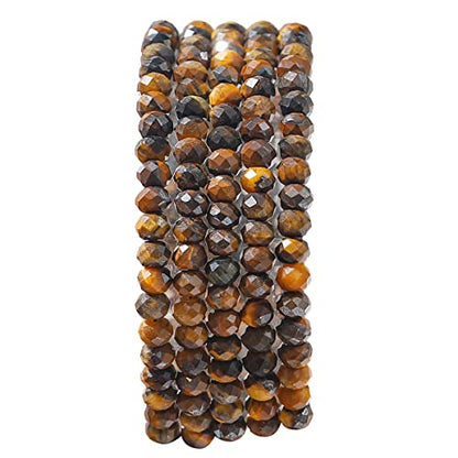 Natural Yellow Tiger Eye Beads 4x2mm 120pcs Faceted Rondelle Loose Semi Gemstone Beads for Jewelry Making Design (120 Count)