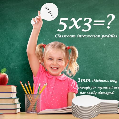 18Pcs Dry Erase Answer Paddles with Markers Thickened Handheld Double Sided Paddles Mini White Boards Small Dry Erase Signs Auction Paddles for Students Classroom Bidding Voting Games (10 Count)
