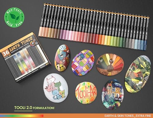 36 Acrylic Paint Pens Skin and Natural Earth Tone Marker Set For Rock Painting (36 Count)