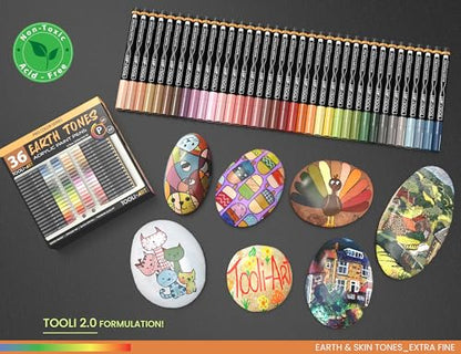 36 Acrylic Paint Pens Skin and Natural Earth Tone Marker Set For Rock Painting (36 Count)