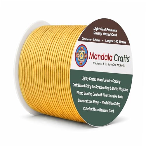 0.5mm Light Gold Cotton Waxed Cord for Jewelry Making