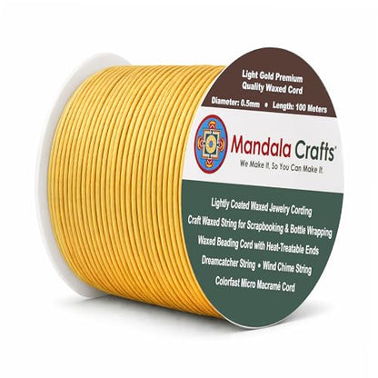 0.5mm Light Gold Cotton Waxed Cord for Jewelry Making