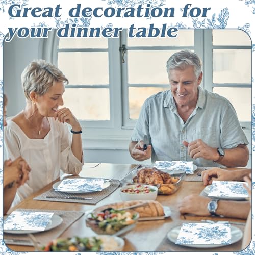 200 Pcs Blue and White Floral Cocktail Napkins 2 (200 count)
