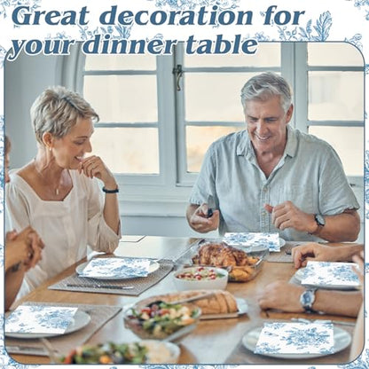 200 Pcs Blue and White Floral Cocktail Napkins 2 (200 count)