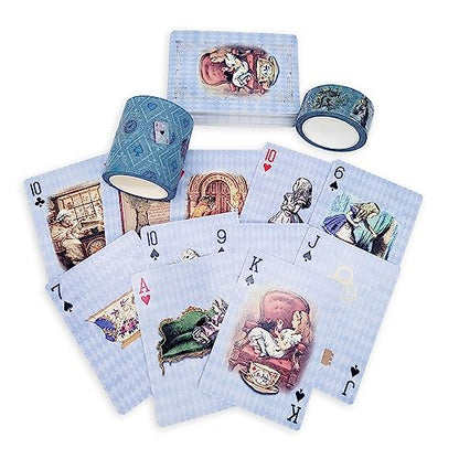 Blue Alice Adventures in Wonderland Playing Cards & Washi Tape Set