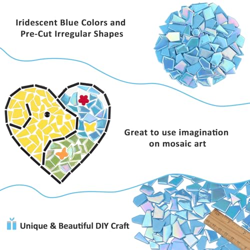 Iridescent Glass Mosaic Tiles for Crafts Bulk (7.05 Ounce)