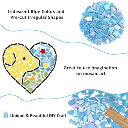 Iridescent Glass Mosaic Tiles for Crafts Bulk (7.05 Ounce)