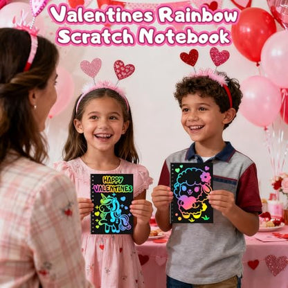 24 Pack Rainbow Scratch Notebook Art Party Favors for Kids
