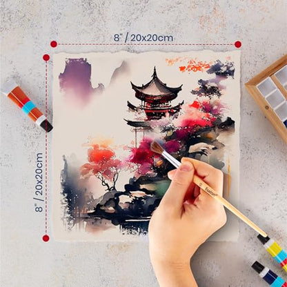Thick Handmade Watercolor Paper with Deckled Edge (15 Count)